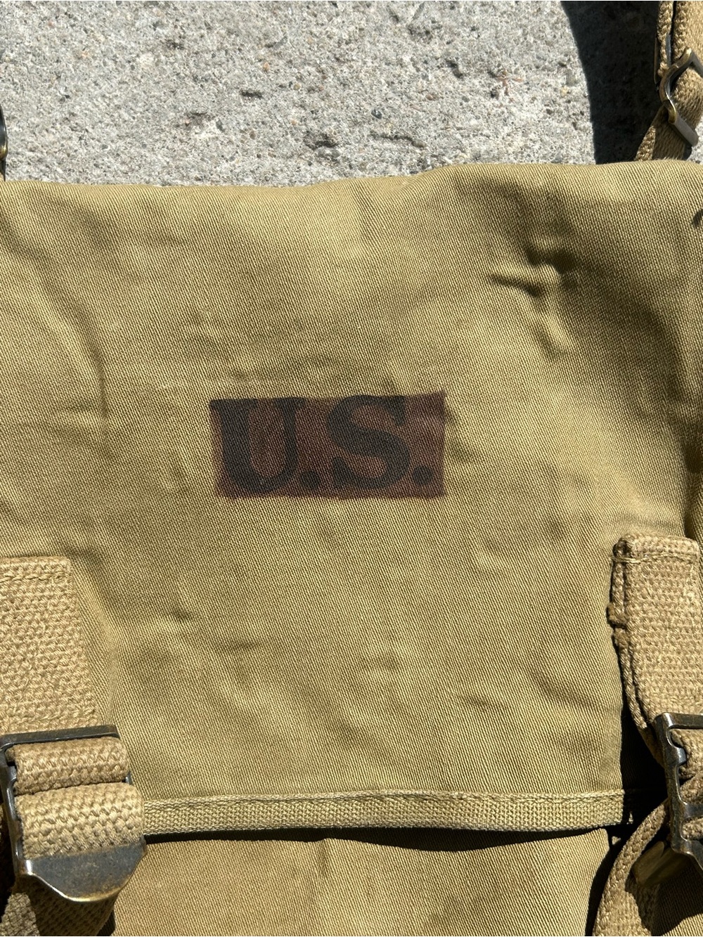 Vintage 1942 Canvas US Military Olive Green Shoulder Bag - Picture 4 of 7